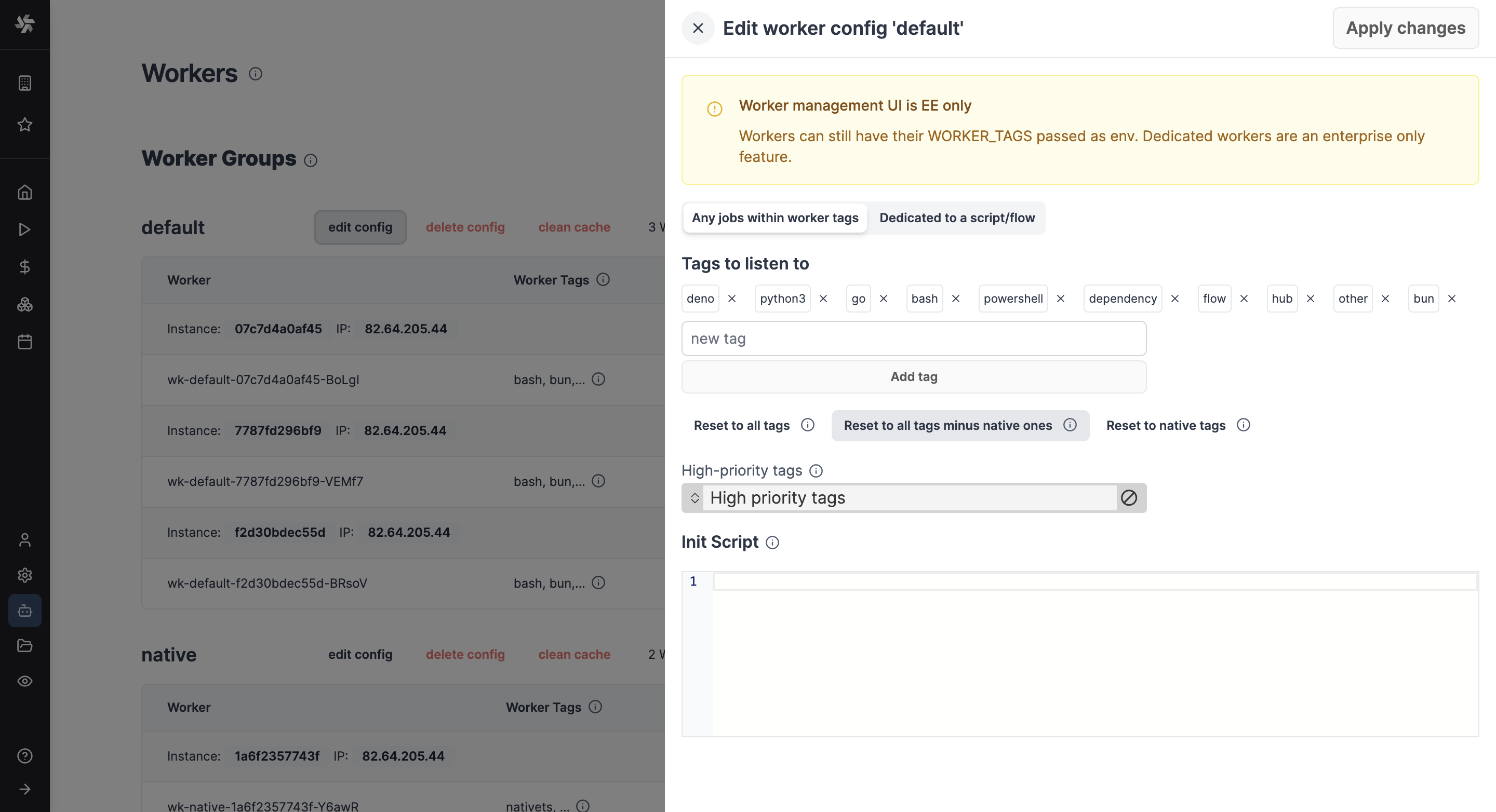 Reset to tags buttons Reset to tags buttons